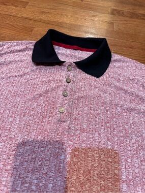 Men's Red Heather Polo Shirt with Black Collar